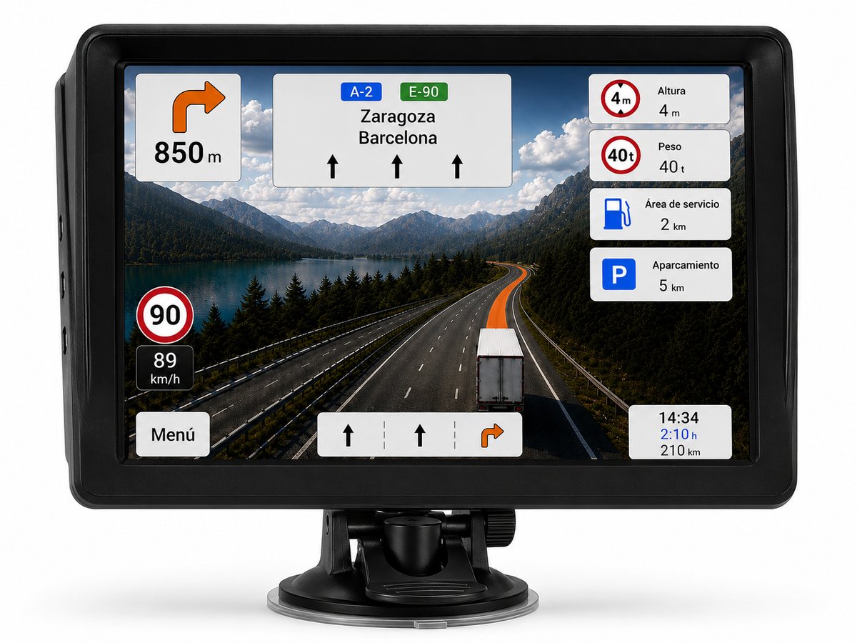 GPS camión 7 pulgadas WinCE iGO Primo con restricciones altura y peso para vehículos pesados – mapas europa 2026 - ADR