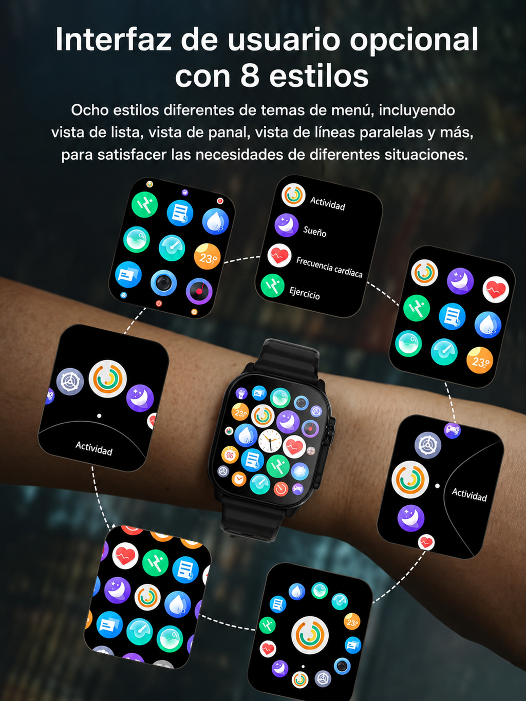 Reloj Inteligente Hombre Mujer Multideporte Compatible Apple iOS Android