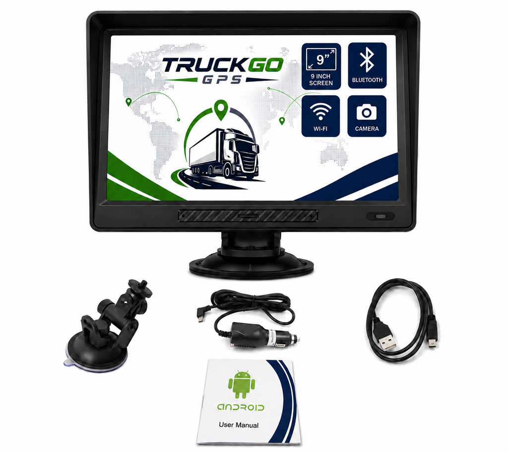 GPS Android 9 pulgadas camión WiFi Bluetooth cámara trasera mapas Europa | TruckGo GPS