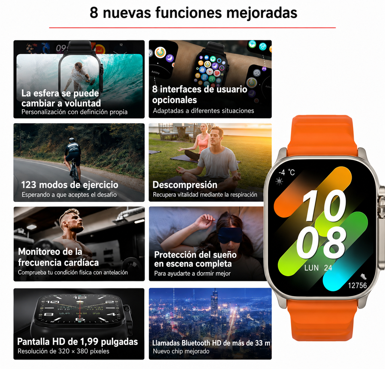 Reloj Inteligente Hombre Mujer Multideporte Compatible Apple iOS Android