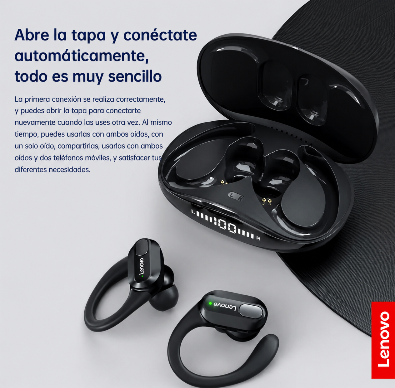 Auriculares Inalámbricos Lenovo XT80 – Bluetooth 5.3 Deportivos con Micrófono