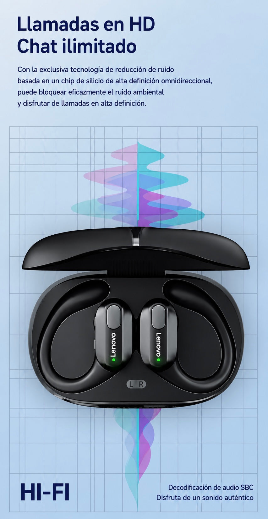 Auriculares Inalámbricos Lenovo XT80 – Bluetooth 5.3 Deportivos con Micrófono