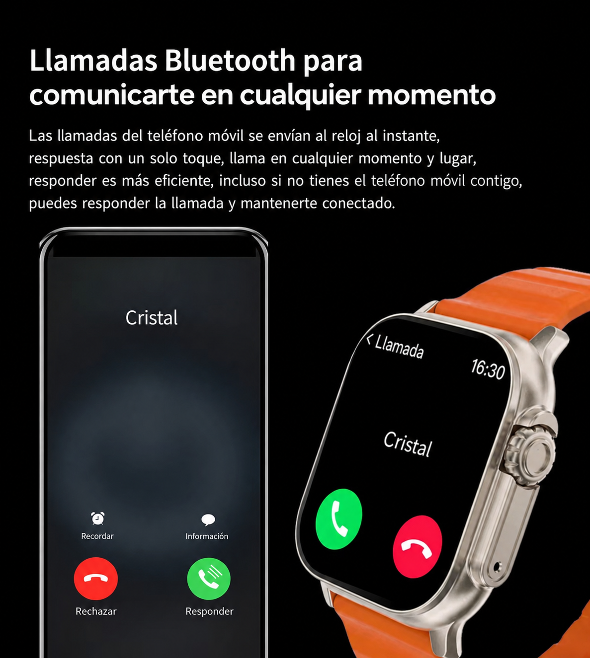 Reloj Inteligente Hombre Mujer Multideporte Compatible Apple iOS Android